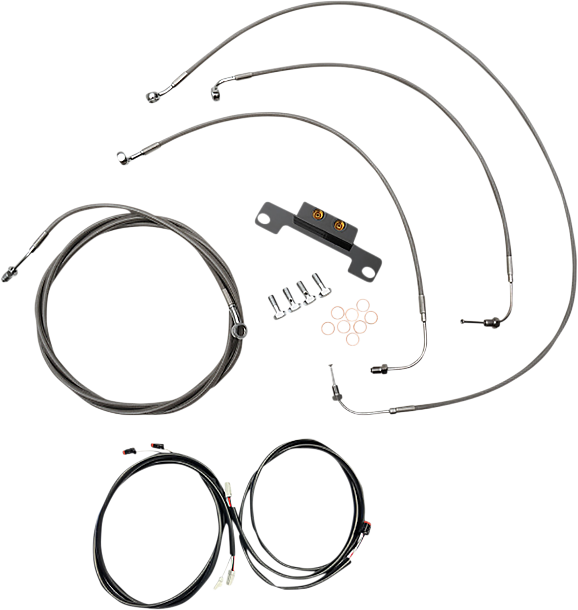 LA CHOPPERS Complete Plug-and-Play Cable Kit - Stock Handlebars - '21-'22 FLH - ABS - Stainless LA-8056KT3-08