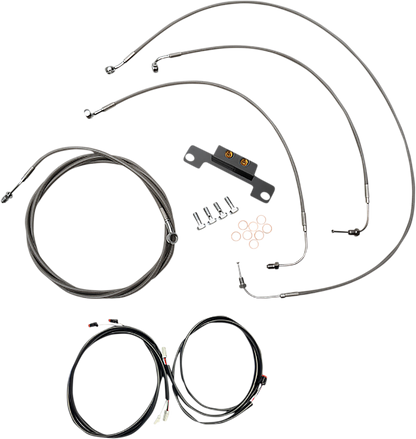 LA CHOPPERS Complete Plug-and-Play Cable Kit - Stock Handlebars - '21-'22 FLH - ABS - Stainless LA-8056KT3-08