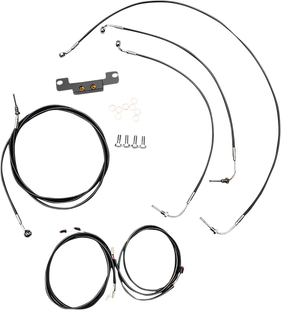 LA CHOPPERS Complete Plug-and-Play Cable Kit - Stock Handlebars - '21-'22 FLH - ABS - Black LA-8056KT3-08B