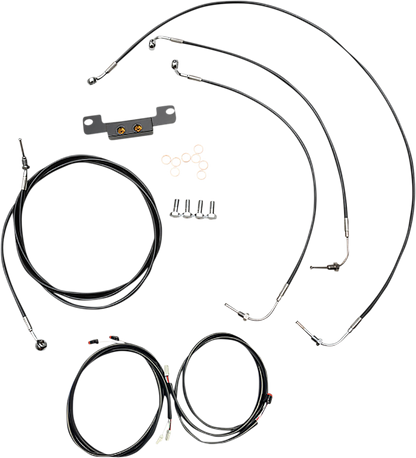 LA CHOPPERS Complete Plug-and-Play Cable Kit - Stock Handlebars - '21-'22 FLH - ABS - Black LA-8056KT3-08B