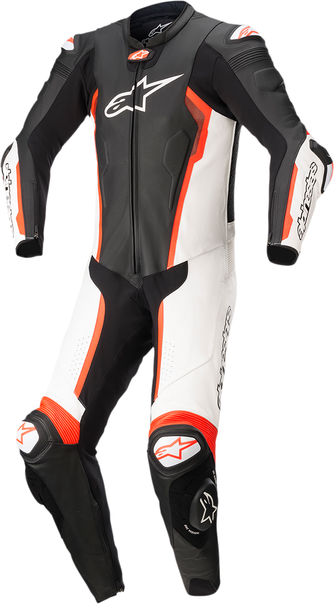 ALPINESTARS Missile v2 - 1-Piece Leather Suit - Black/White/Red Fluo - US 38 / EU 48 3150122-1231-48