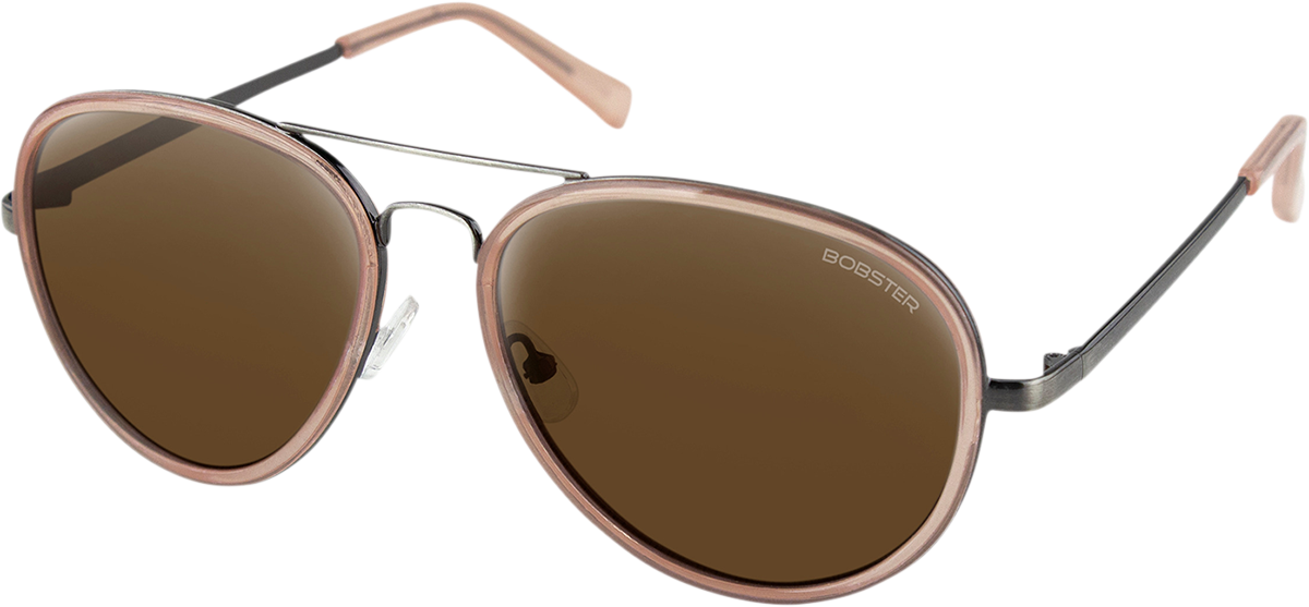 BOBSTER Goose Sunglasses - Gloss Clear Blush Gunmetal - Brown HD Silver Mirror Lens BGSE102HD