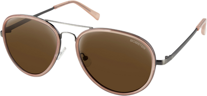 BOBSTER Goose Sunglasses - Gloss Clear Blush Gunmetal - Brown HD Silver Mirror Lens BGSE102HD