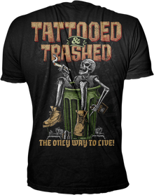 LETHAL THREAT Tattooed & Trashed T-Shirt - Black - XL LT20892XL