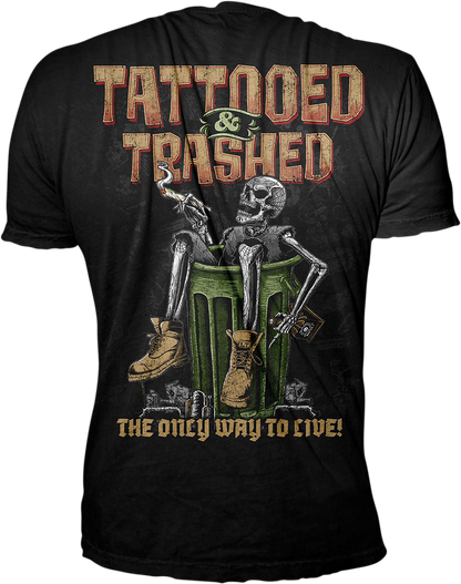 LETHAL THREAT Tattooed & Trashed T-Shirt - Black - 2XL LT20892XXL
