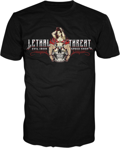 LETHAL THREAT Evil Iron T-Shirt - Black - XL LT20893XL