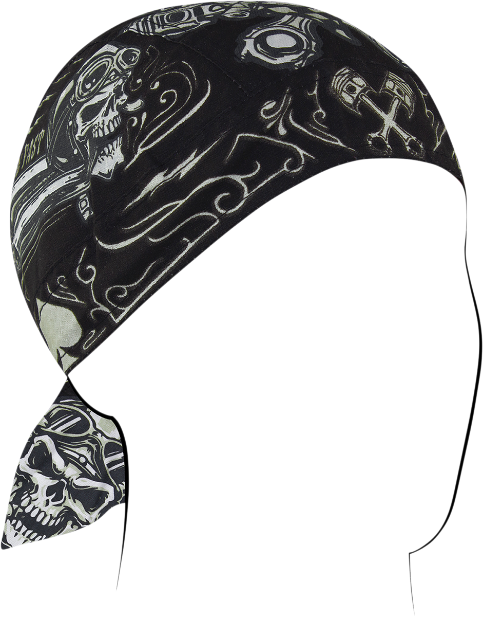ZAN HEADGEAR Flydanna® Cotton Headwrap - Biker Skull Z712