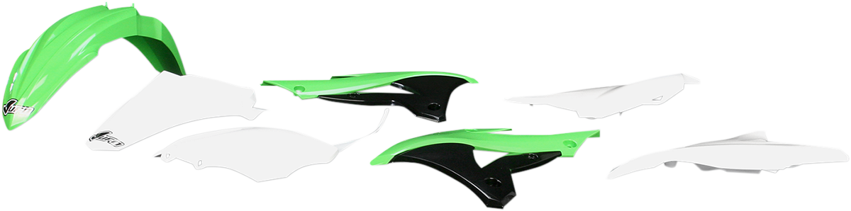 UFO Replacement Body Kit - '14-'15 OEM Green/White/Black - Kawasaki - KX '14-'21 KAKIT222-999