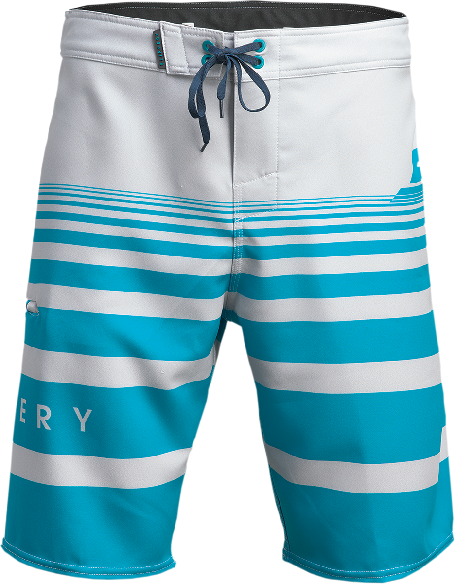 SLIPPERY Glide Board Shorts - Gray/Aqua - US 30 3230-0242