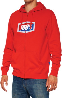 100% Official Fleece Zip-Up Hoodie - Red - Medium 20032-00016