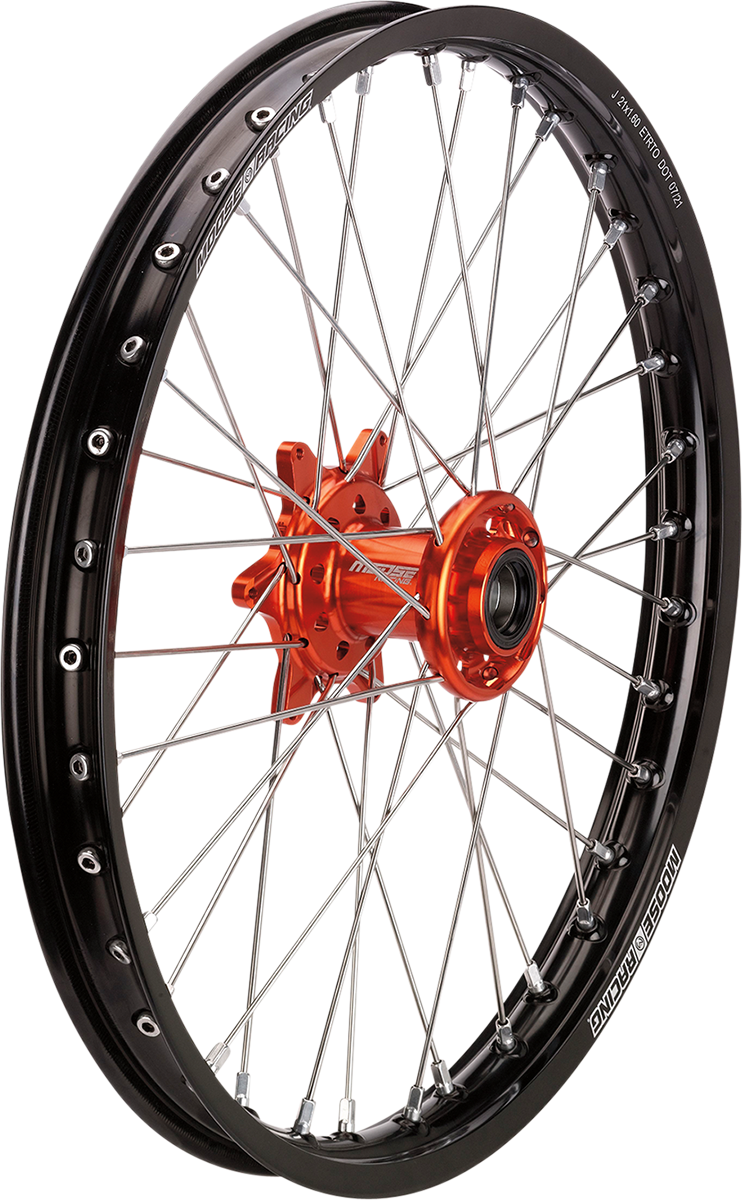 MOOSE OFFROAD Wheel Assembly - SX-1 - Complete - Front - Black Wheel/Orange Hub - 21x1.6 - KTM/Gas Gas/Husqvarna MF-16021-BKOR