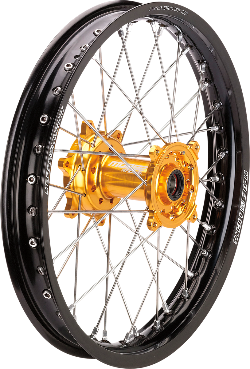 MOOSE OFFROAD Wheel Assembly - SX-1 - Complete - Rear - Black Wheel/Gold Hub - 19x2.15 - Suzuki RM-Z 250/450 SR-21519-BKGD