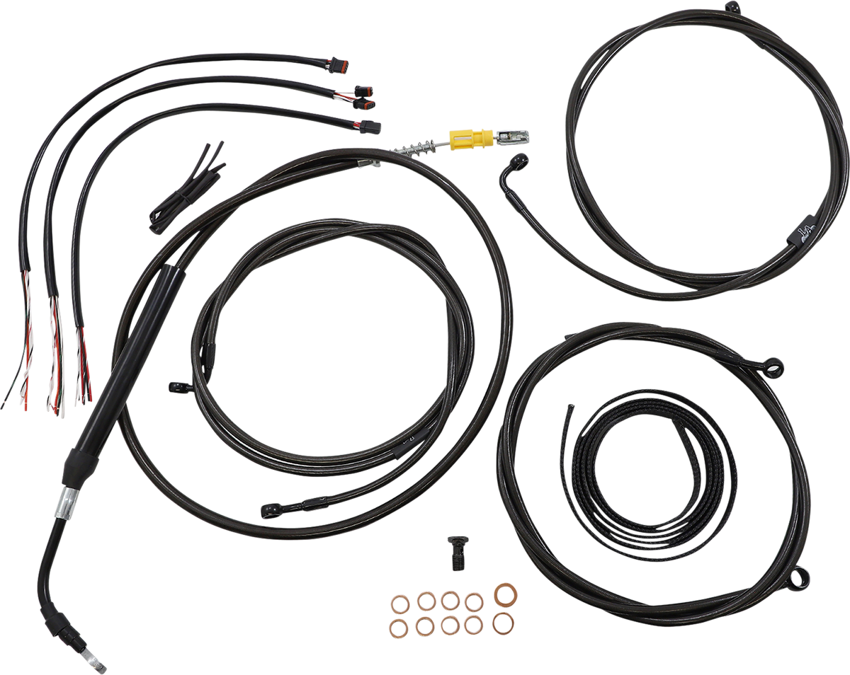 LA CHOPPERS Complete Midnight Braided Cable Kit - 18"-20" Handlebars - ABS - '21-'22 Touring LA-8056KT2-19M