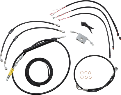 LA CHOPPERS Complete Black Vinyl Braided Handlebar Cable/Brake Line Kit - 15"-17" Handlebars - '18-'24 Softail LA-8157KT2-16B