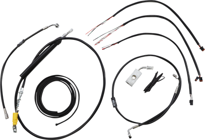 LA CHOPPERS Complete Black Vinyl Braided Handlebar Cable/Brake Line Kit - 18"-20" Handlebars - '18-'22 Softail LA-8155KT2-19B