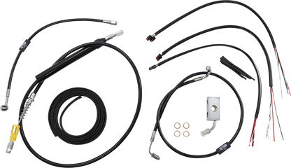LA CHOPPERS Complete Black Vinyl Braided Handlebar Cable/Brake Line Kit - 15"-17" Handlebars - '18-'22 Softail LA-8155KT2-16B