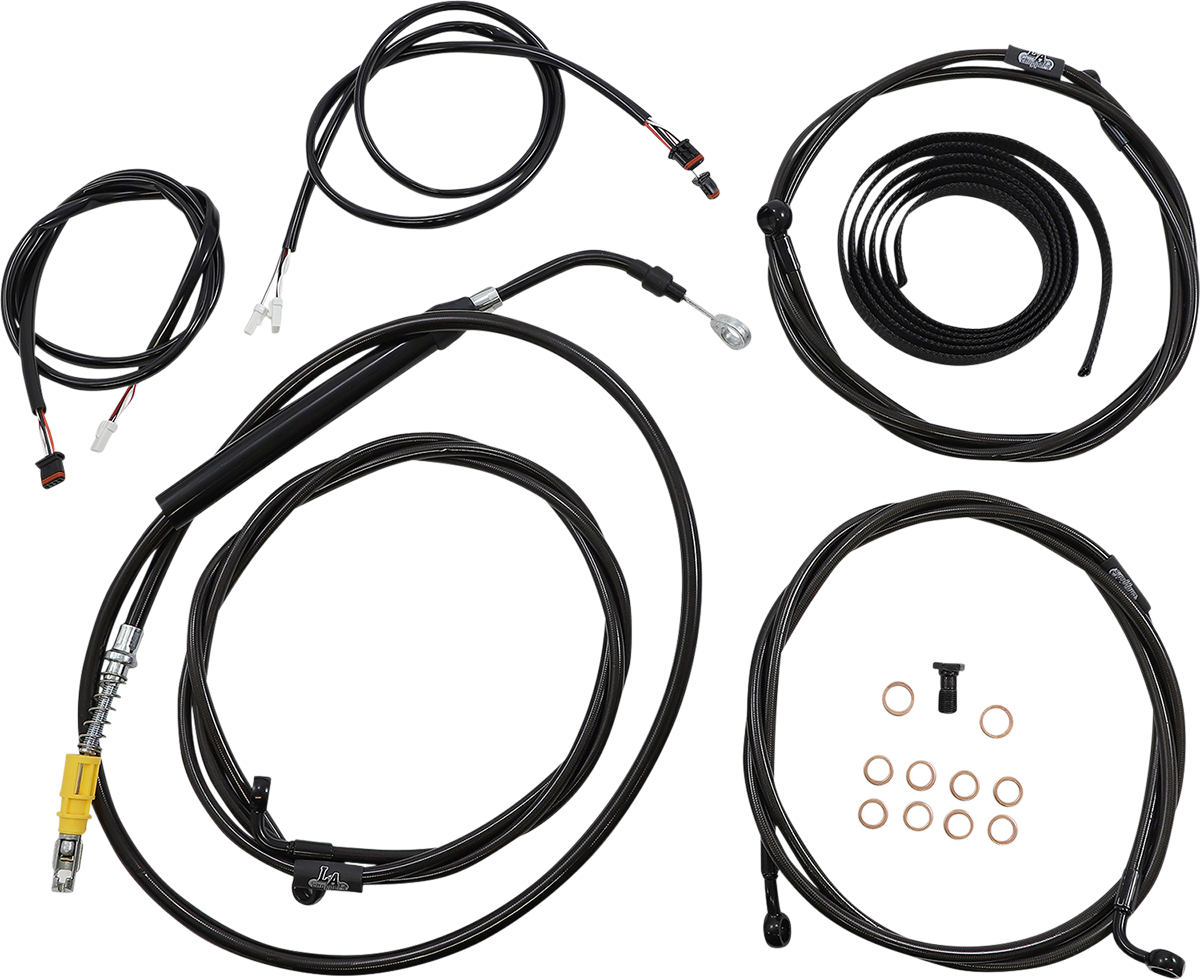 LA CHOPPERS Complete Plug-and-Play Cable Kit - 12" - 14" Handlebars - '21-'22 FLH - ABS - Midnight LA-8056KT3-13M