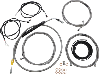 LA CHOPPERS Complete Plug-and-Play Cable Kit - 15" - 17" Handlebars - '21-'22 FLH - ABS - Stainless LA-8056KT3-16