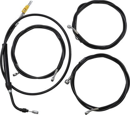 LA CHOPPERS Complete Black Vinyl Braided Handlebar Cable/Brake Line Kit - 12"-14" Handlebars - '21-'22 FLH LA-8056KT2-13B