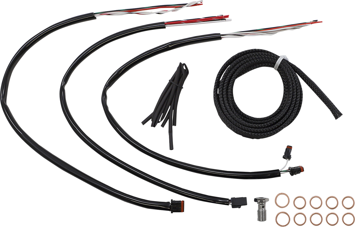 LA CHOPPERS Complete Black Vinyl Braided Handlebar Cable/Brake Line Kit - 12"-14" Handlebars - '21-'22 FLH LA-8056KT2-13B