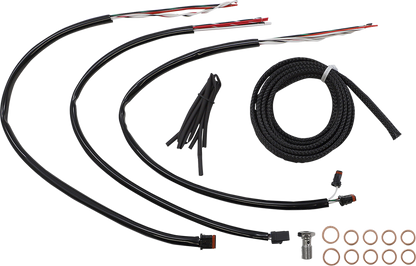 LA CHOPPERS Complete Black Vinyl Braided Handlebar Cable/Brake Line Kit - 12"-14" Handlebars - '21-'22 FLH LA-8056KT2-13B