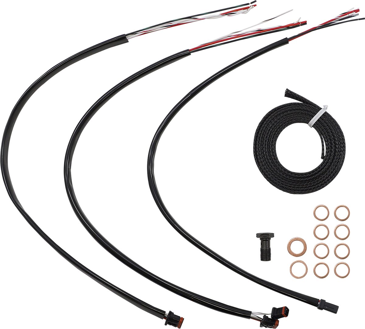 LA CHOPPERS Complete Midnight Braided Cable Kit - 12"-14" Handlebars - ABS - '21-'22 Touring LA-8056KT2-13M