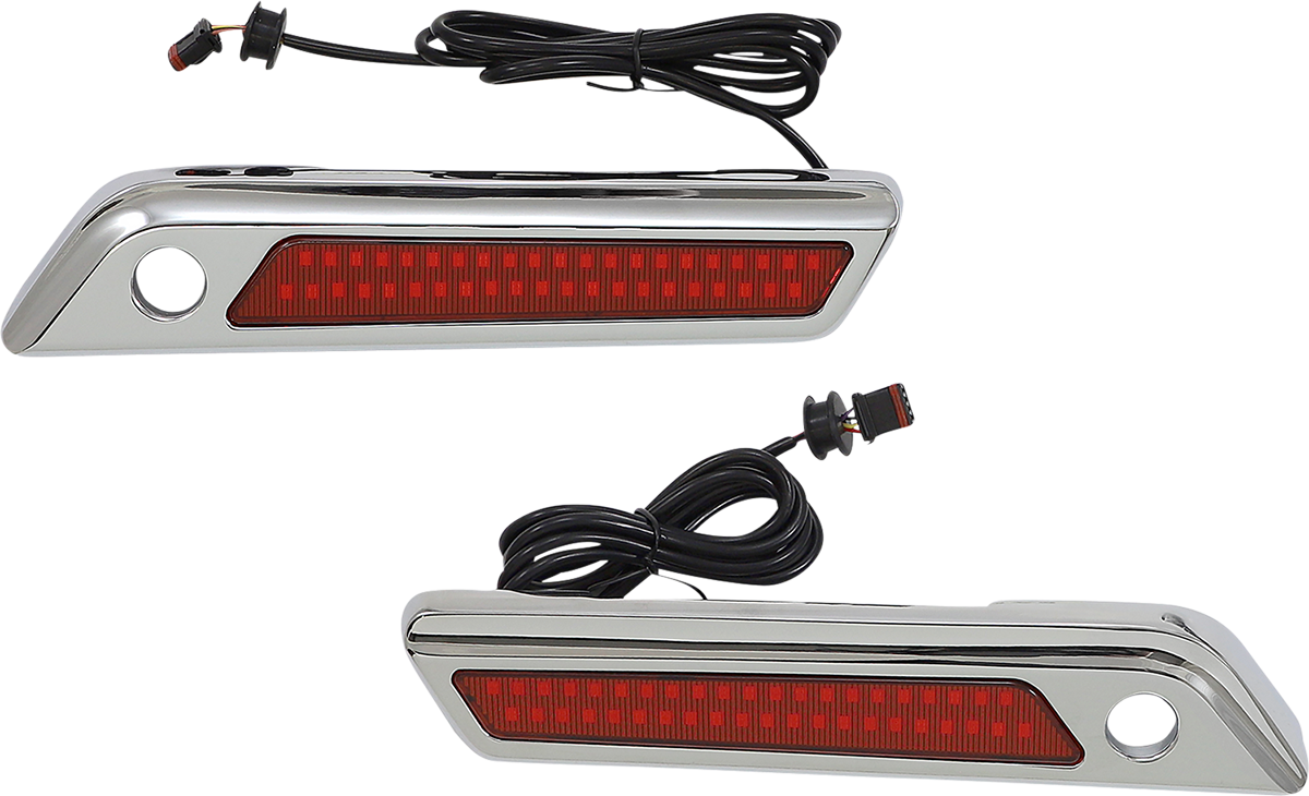 CUSTOM DYNAMICS Latch Light - Saddlebag - Dual Color - Red - Chrome CD-SBL-DC4-RC