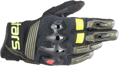 ALPINESTARS Halo Gloves - Forest Black/Fluo Yellow - 3XL 3504822-6085-3X