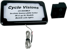 CYCLE VISIONS Horizontal License Plate Mount with Light - '05+ XL - Black CV-4604BLH