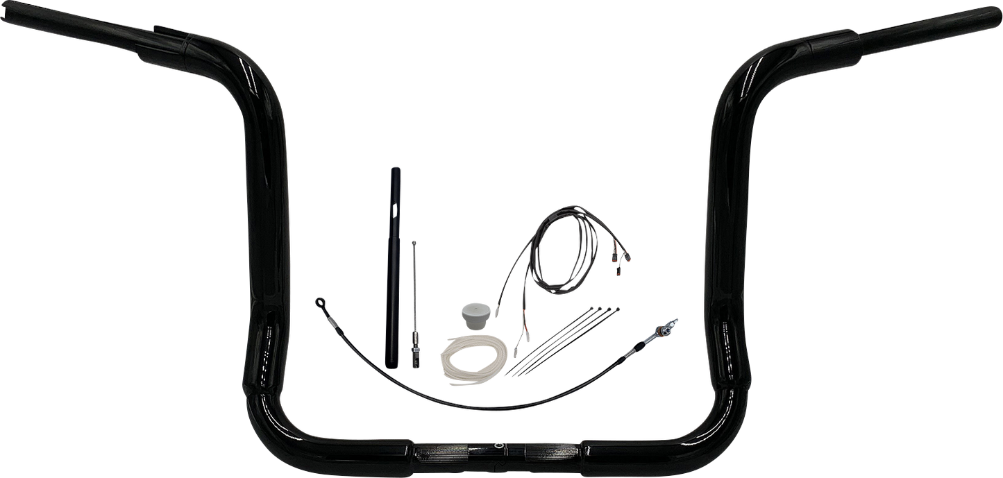 FAT BAGGERS INC. 1-1/2" EZ Install Rounded Top Handlebar Kit - 14" - Black 819414-B