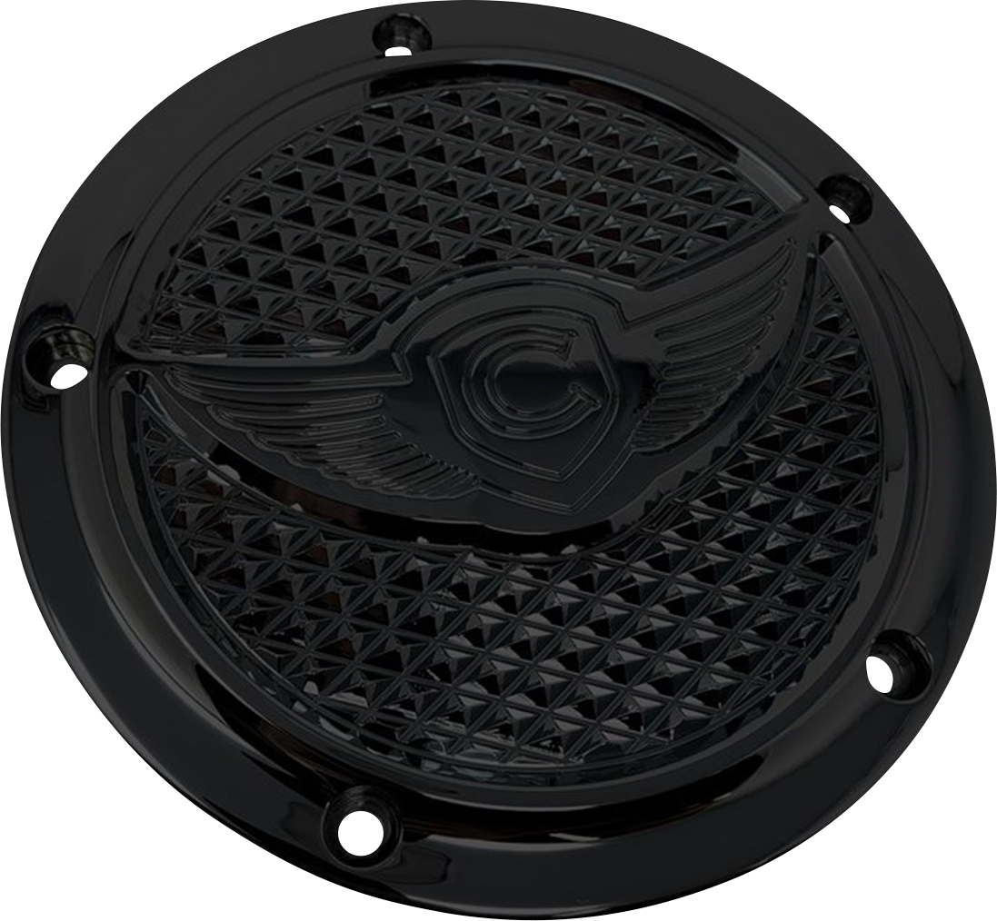 COVINGTONS Derby Cover - Diamondback - 5-Hole - Black - Twin Cam C3074-B