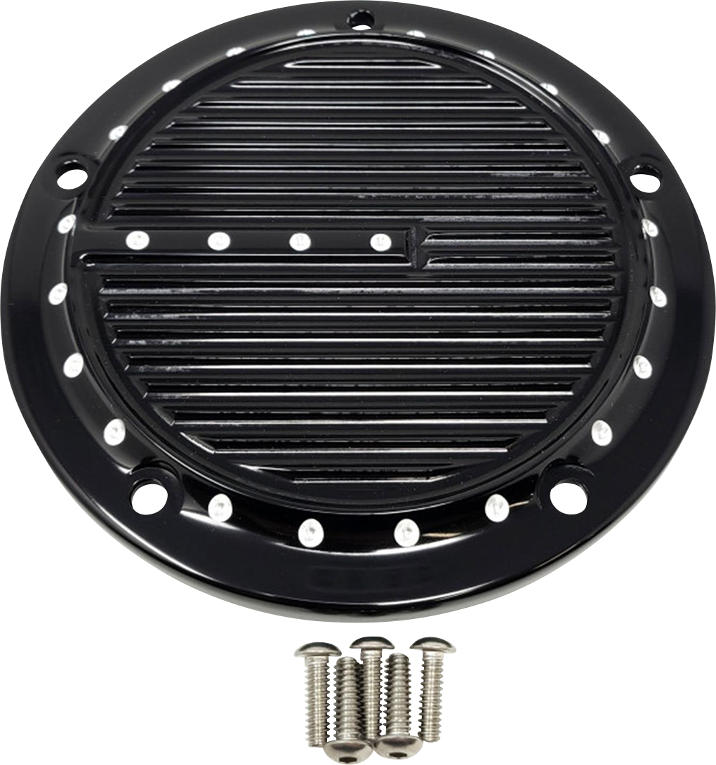 COVINGTONS Derby Cover - Dimpled - 5-Hole - Black - Softail C1973-B