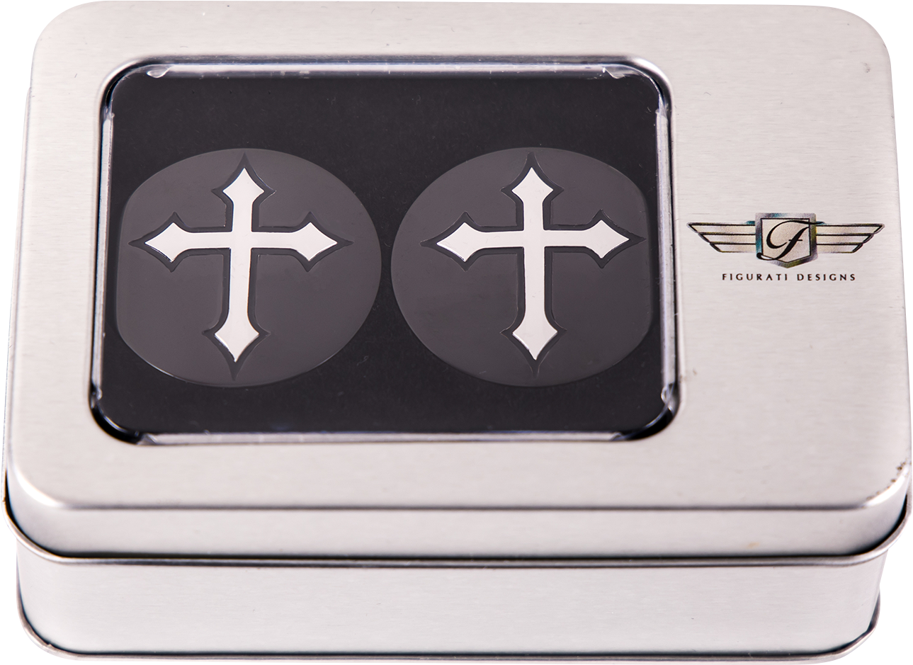 FIGURATI DESIGNS Swing Arm Covers - Cross - Custom - Black FD41-CROSS-BLK