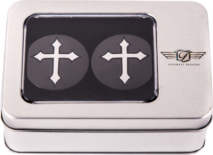 FIGURATI DESIGNS Swing Arm Covers - Cross - Custom - Black FD41-CROSS-BLK