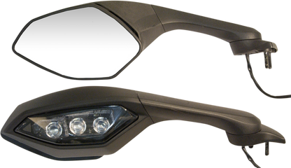 EMGO Mirror - OEM - Replacement - Side View - Cat Eye - Black - Right - Each 20-37501