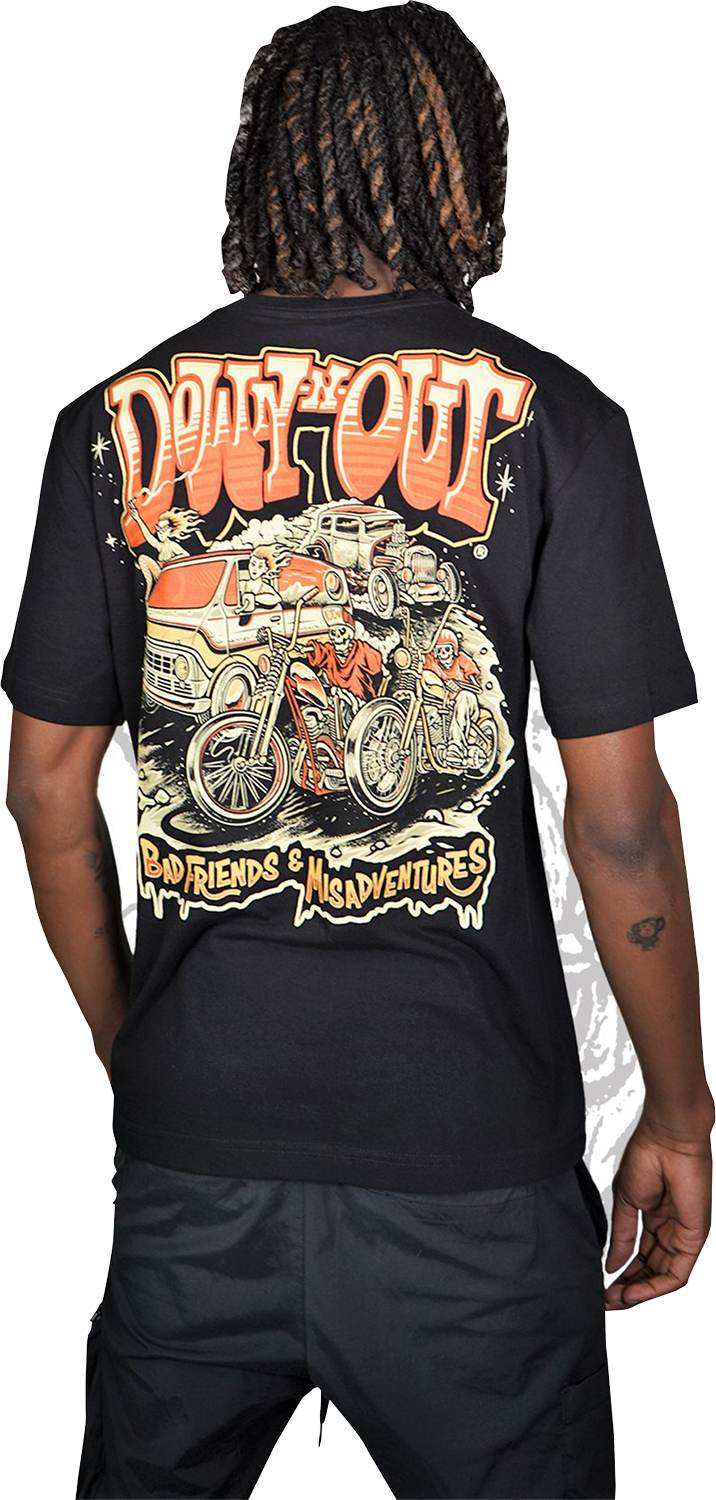 LETHAL THREAT Down-N-Out 4 Life T-Shirt - Black - Medium DT10044M