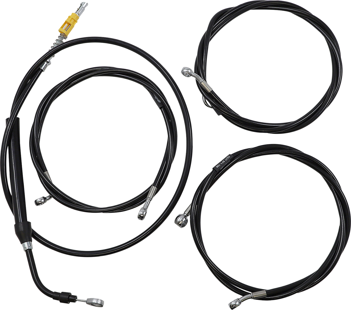 LA CHOPPERS Complete Black Vinyl Braided Handlebar Cable/Brake Line Kit - 12"-14" Handlebars - '21-'22 Touring LA-8058KT2-13B
