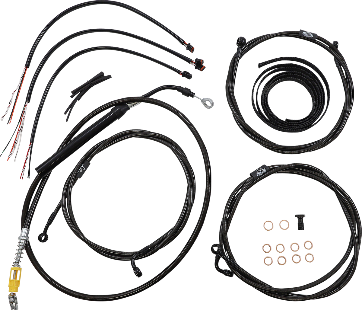 LA CHOPPERS Complete Midnight Braided Cable Kit - 15"-17" Handlebars - ABS - '21-'22 Touring LA-8058KT2-16M