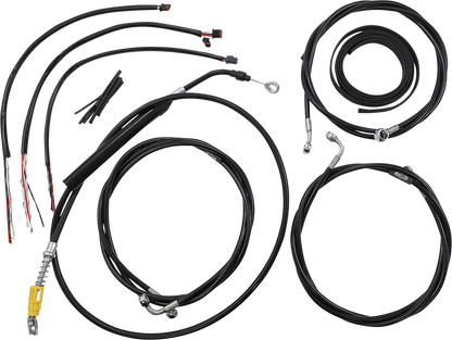 LA CHOPPERS Complete Black Vinyl Braided Handlebar Cable/Brake Line Kit - 15"-17" Handlebars - '21-'22 Touring LA-8058KT2-16B