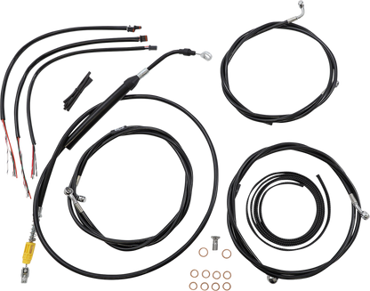 LA CHOPPERS Complete Black Vinyl Braided Handlebar Cable/Brake Line Kit - 18"-20" Handlebars - '21-'22 Touring LA-8058KT2-19B