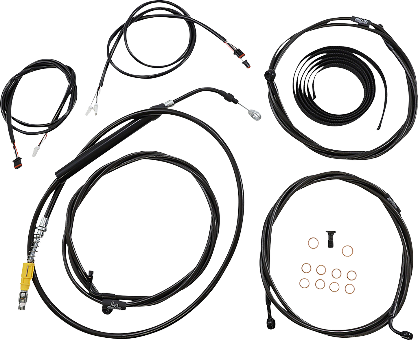 LA CHOPPERS Complete Plug-and-Play Cable Kit - Stock Handlebars - '21-'22 FLTR - ABS - Black LA-8058KT3-08B