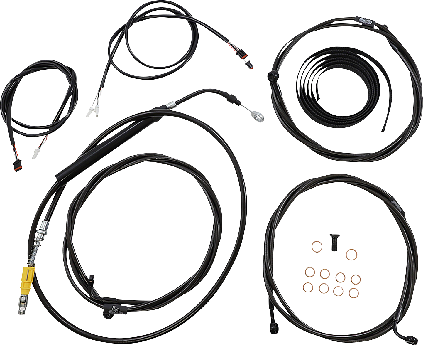 LA CHOPPERS Complete Plug-and-Play Cable Kit - 12" - 14" Handlebars - '21-'22 FLTR - ABS - Midnight LA-8058KT3-13M