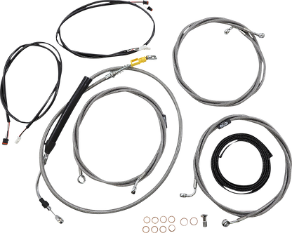 LA CHOPPERS Complete Plug-and-Play Cable Kit - 18" - 20" Handlebars - '21-'22 FLTR - ABS - Stainless LA-8058KT3-19