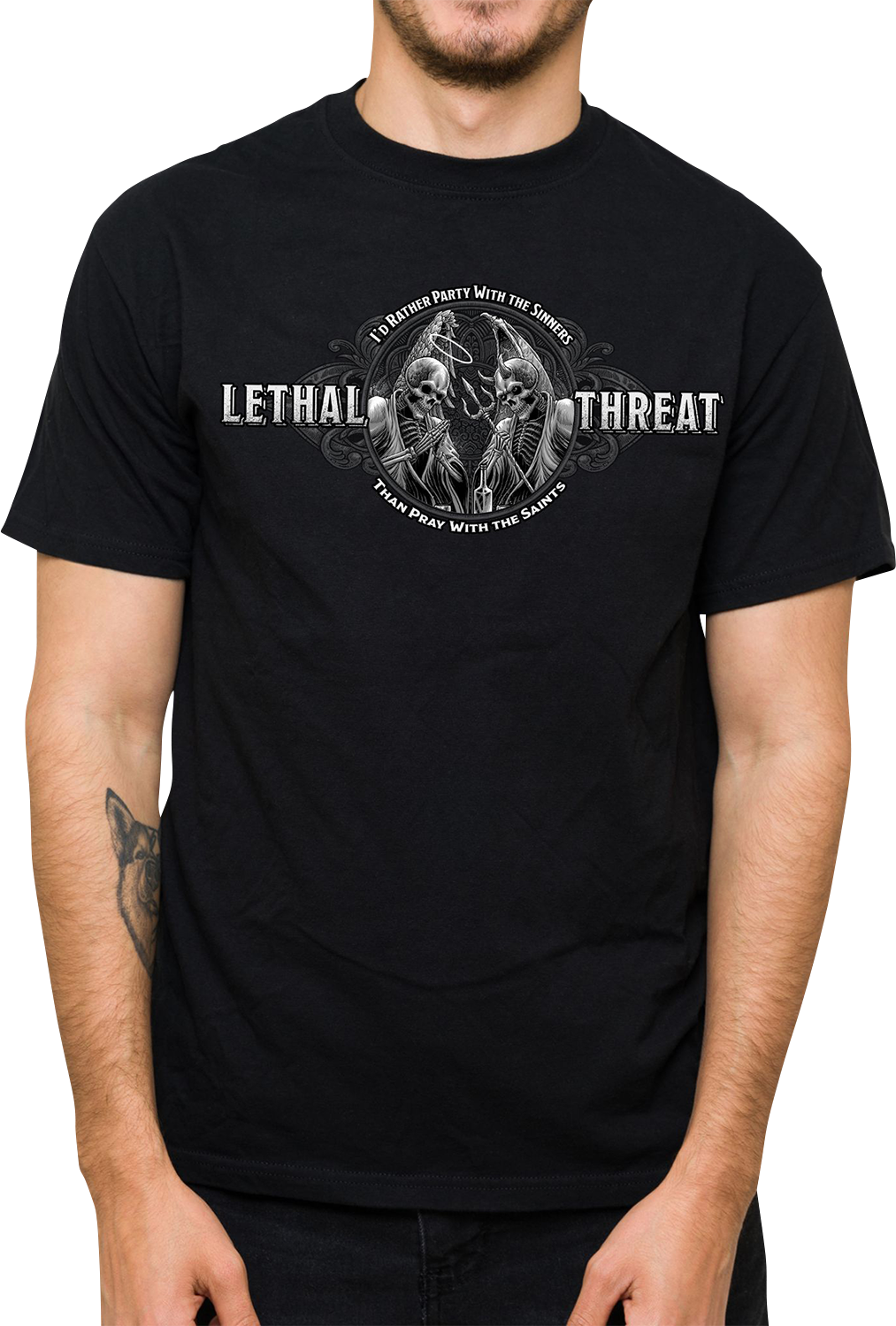 LETHAL THREAT Party with the Sinners T-Shirt - Black - XL LT20905XL