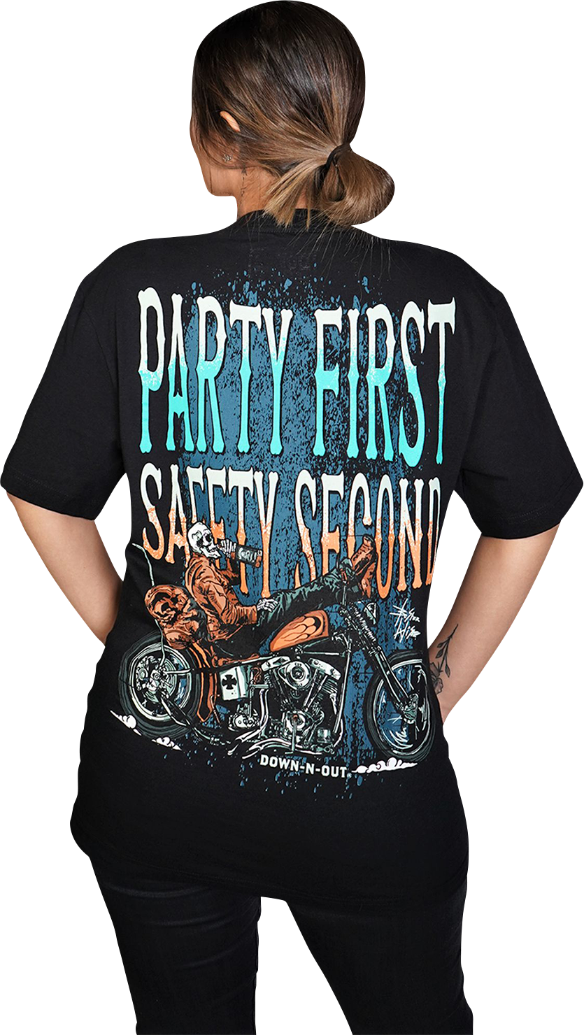 LETHAL THREAT Down-N-Out Party First Safety Second - Black - XL DT10043XL