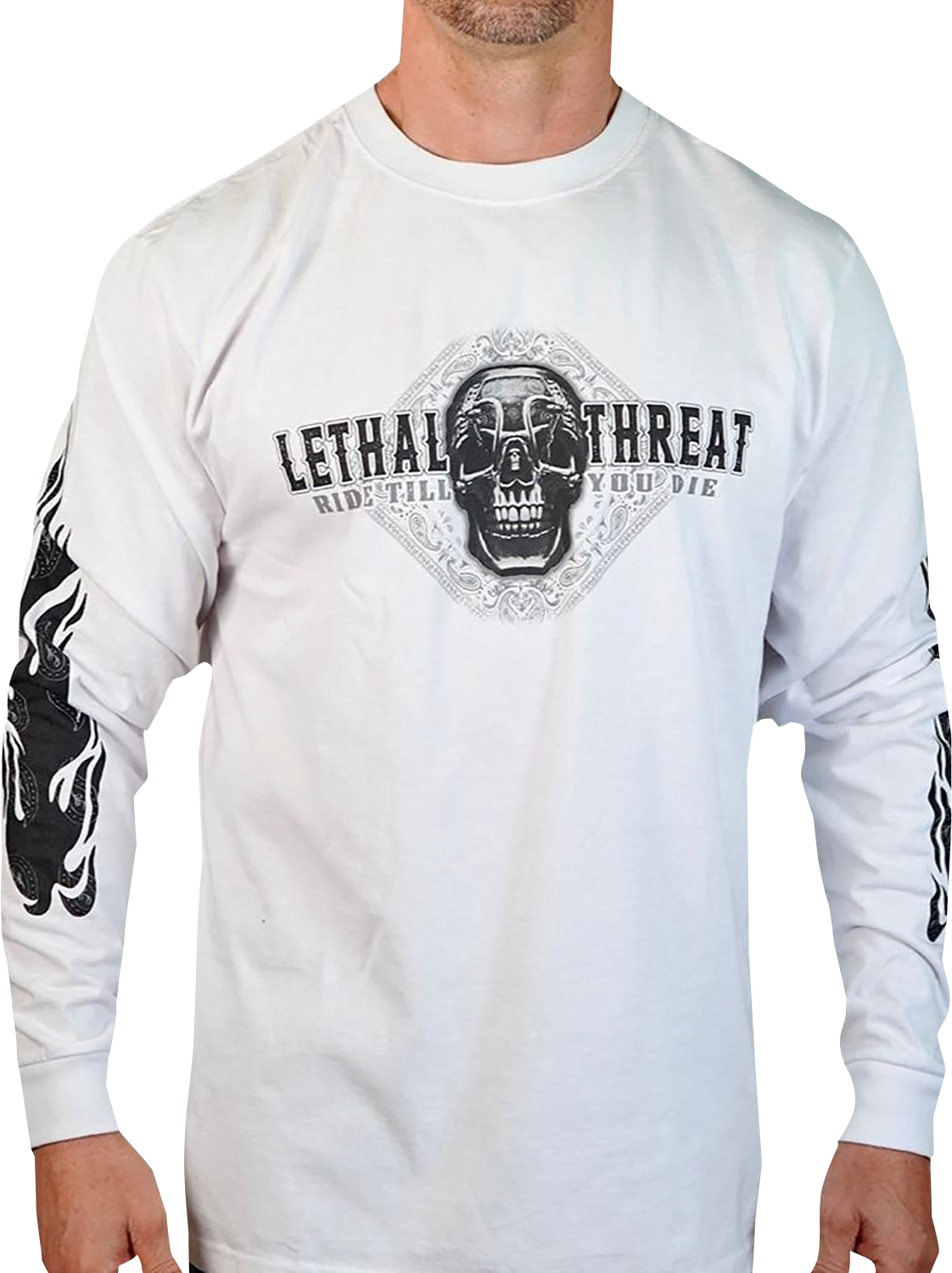 LETHAL THREAT Death Rider Long-Sleeve T-Shirt - White - 3XL LS20876XXXL