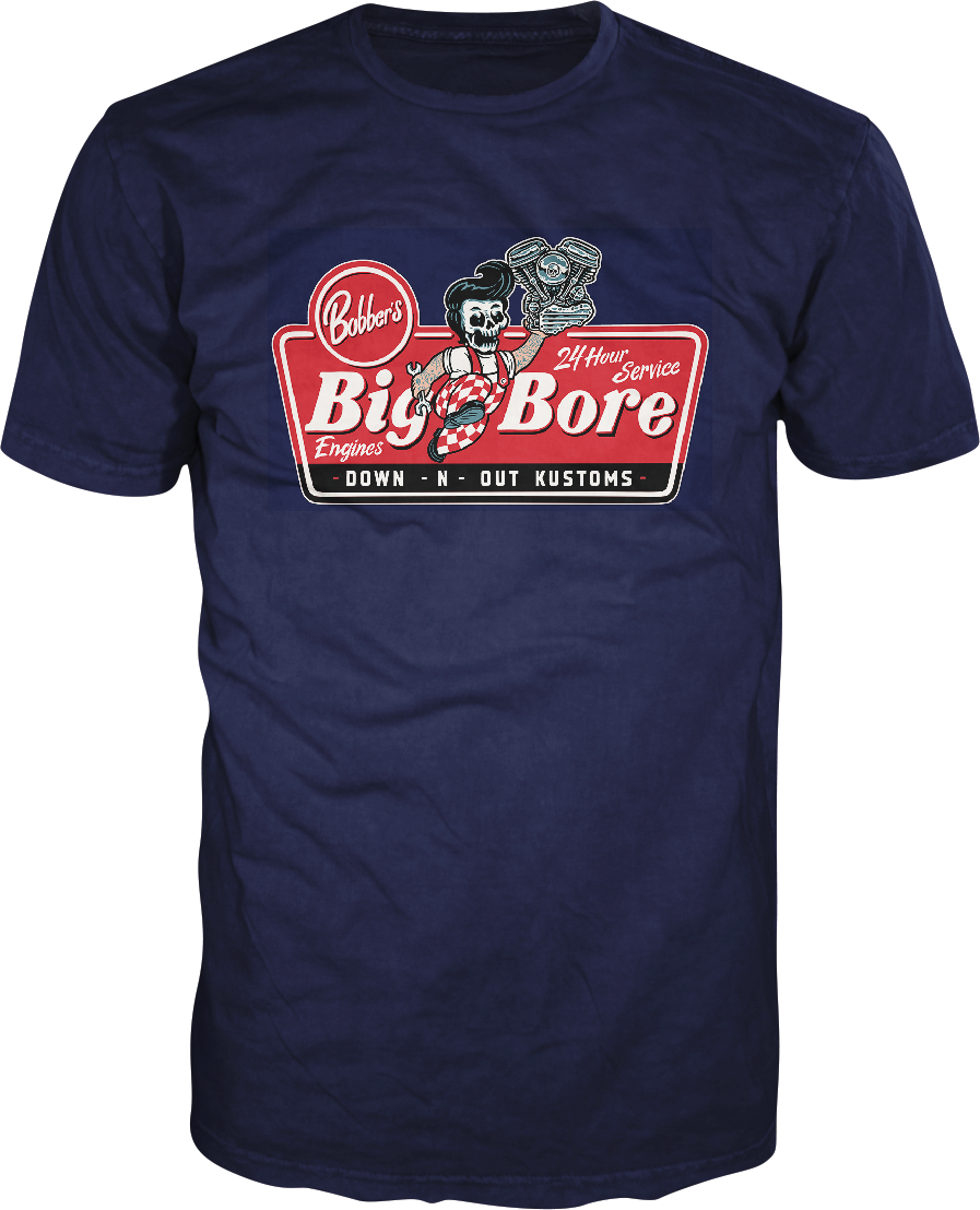 LETHAL THREAT Down-N-Out Big Bore T-Shirt - Navy - 2XL DT10048XXL