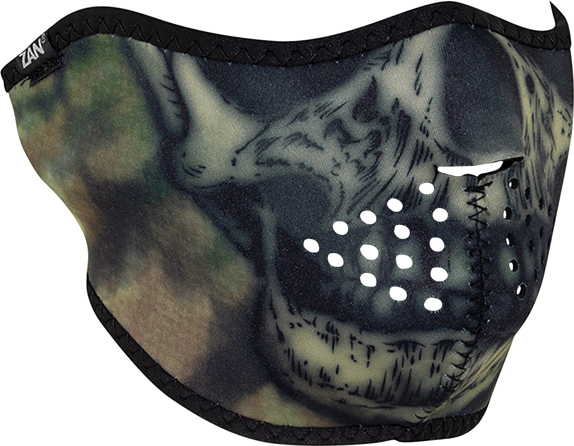ZAN HEADGEAR Neoprene Half Mask - Woodland Camo Tie Dye Skull WNFM611H