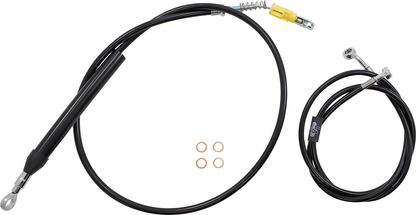LA CHOPPERS Complete Black Vinyl Braided Handlebar Cable/Brake Line Kit - 18"-20" Handlebars - '18-'22 Softail LA-8156KT2-19B