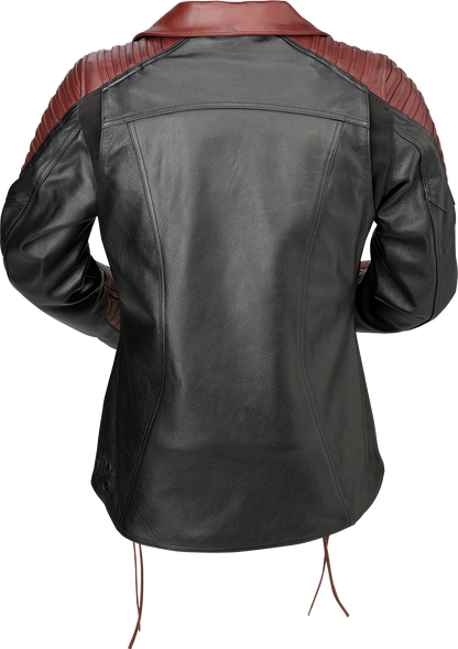 Z1R Women's Combiner Leather Jacket - Black/Red - Small 2813-1010